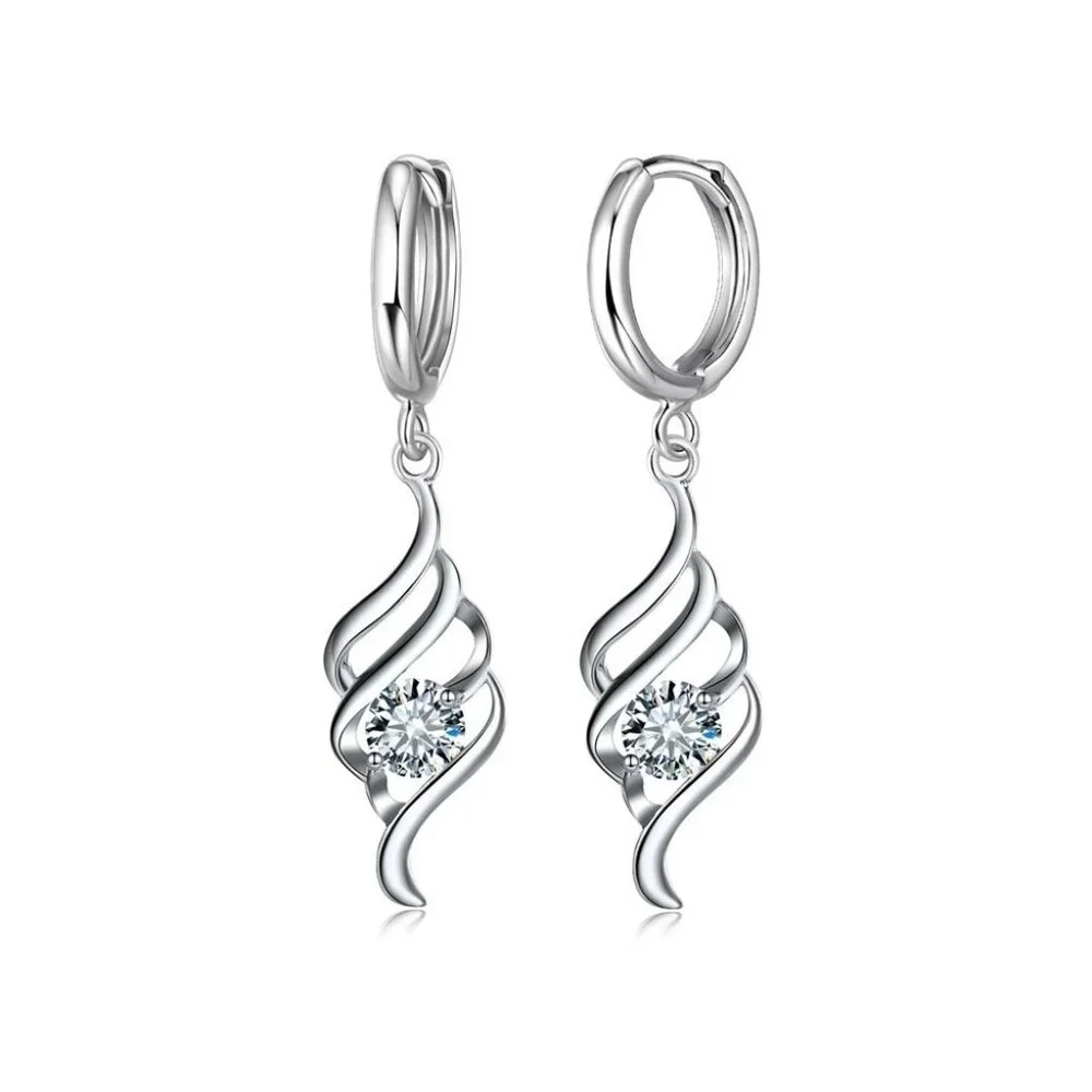 🌟 Hoop 925 Sterling Silver Necklace With Earrings Set Spiral - Picture 2 of 7
